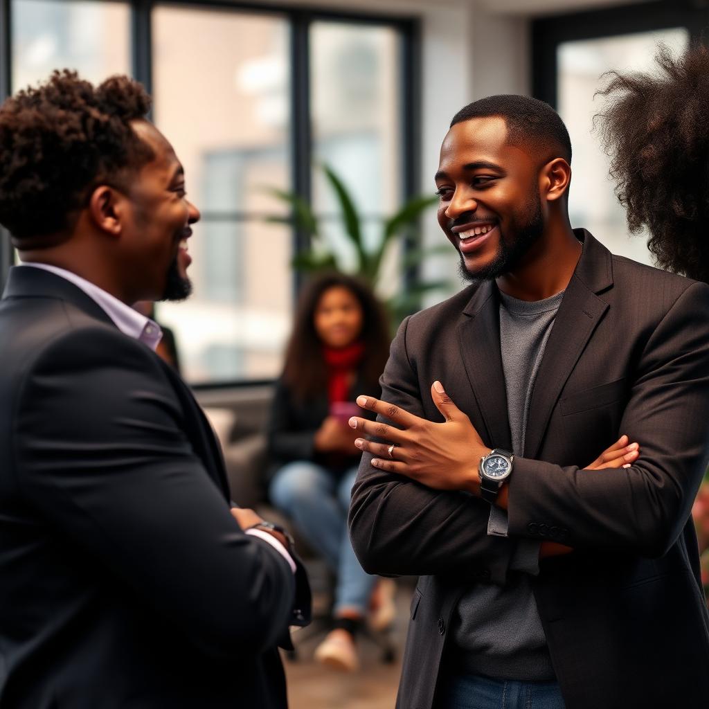 Black mentor in conversation with a Black young mentee